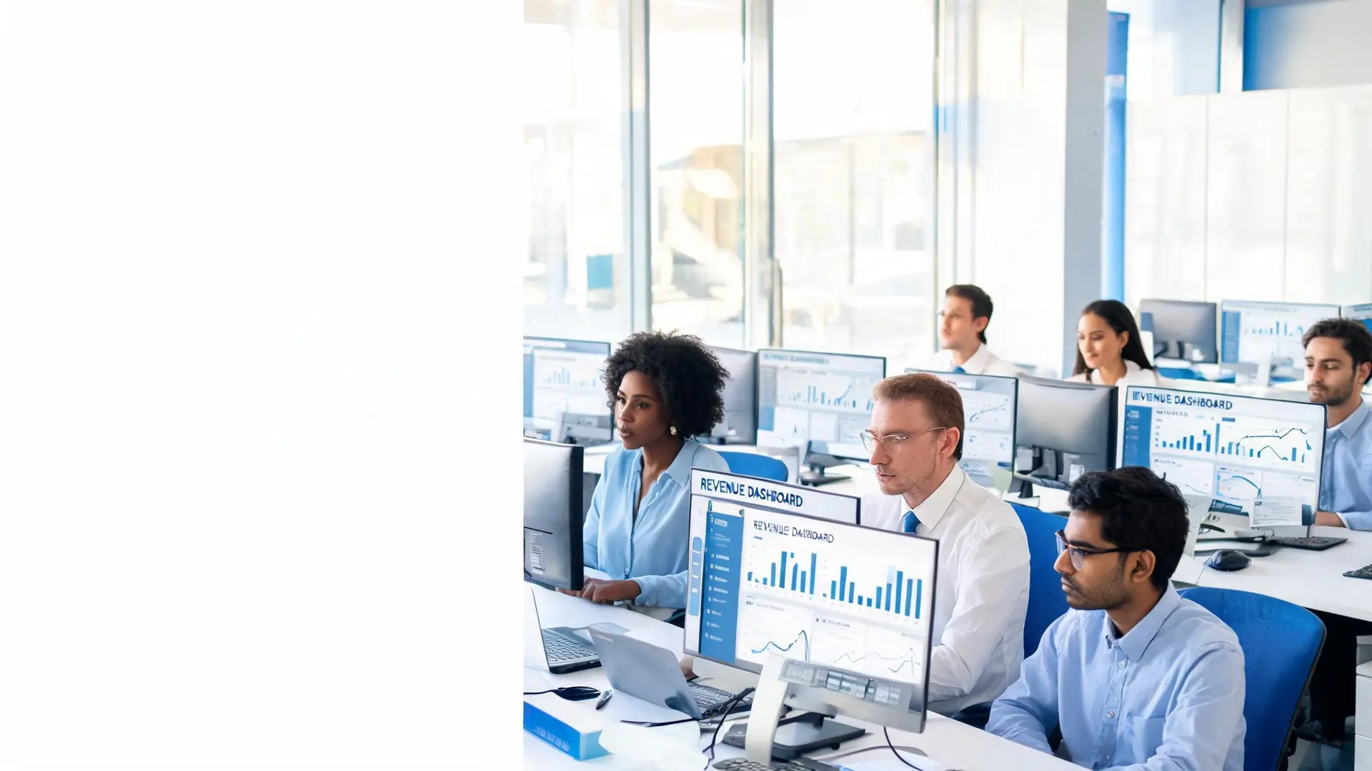 Doctrine medical billing specialists reviewing a live revenue dashboard